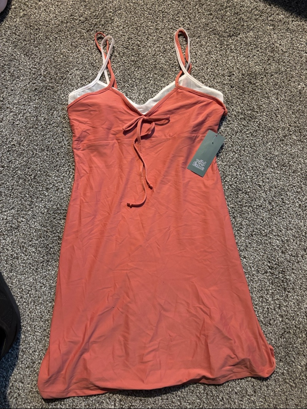 NEW wild fable Coral Slip Dress with Cream Trim